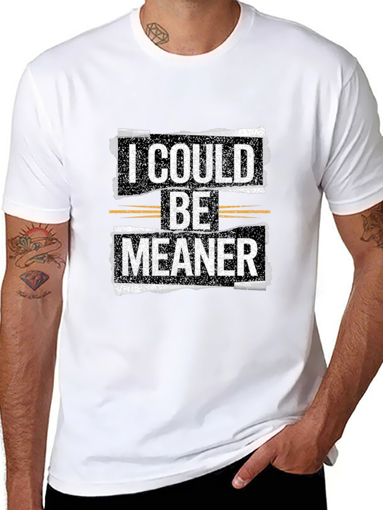 Black Funny 'I Could Be Meaner' Graphic T-Shirt view 8