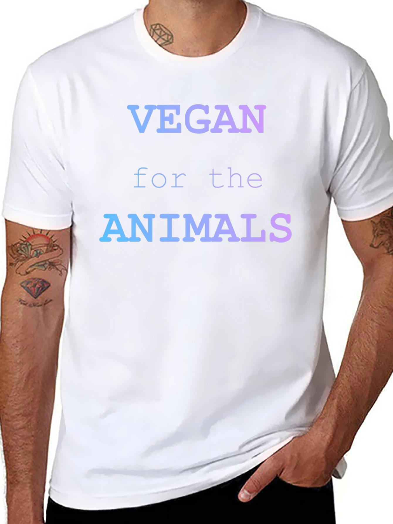 Black Vegan for the Animals Gradient Graphic T-Shirt view 8