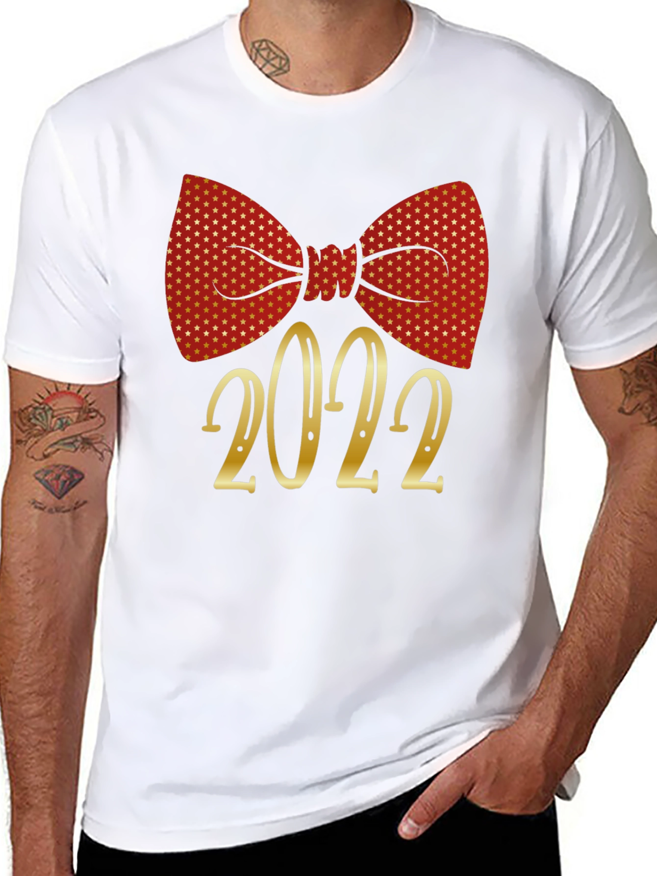 Black Festive 2022 Bow Tie Graphic T-Shirt view 8