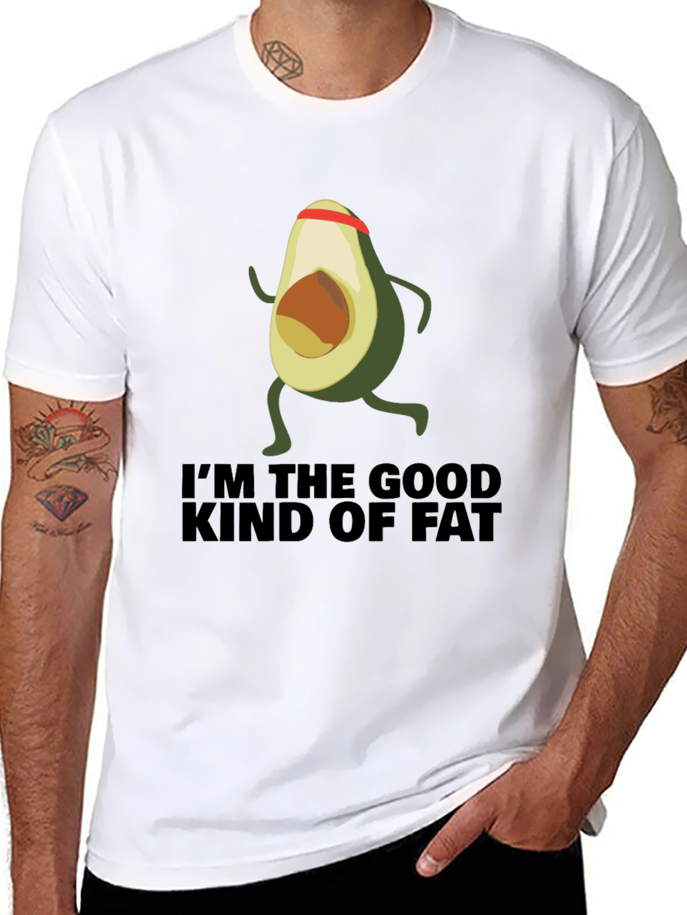 Black Avocado Running T-Shirt - I'm the Good Kind of Fat view 8