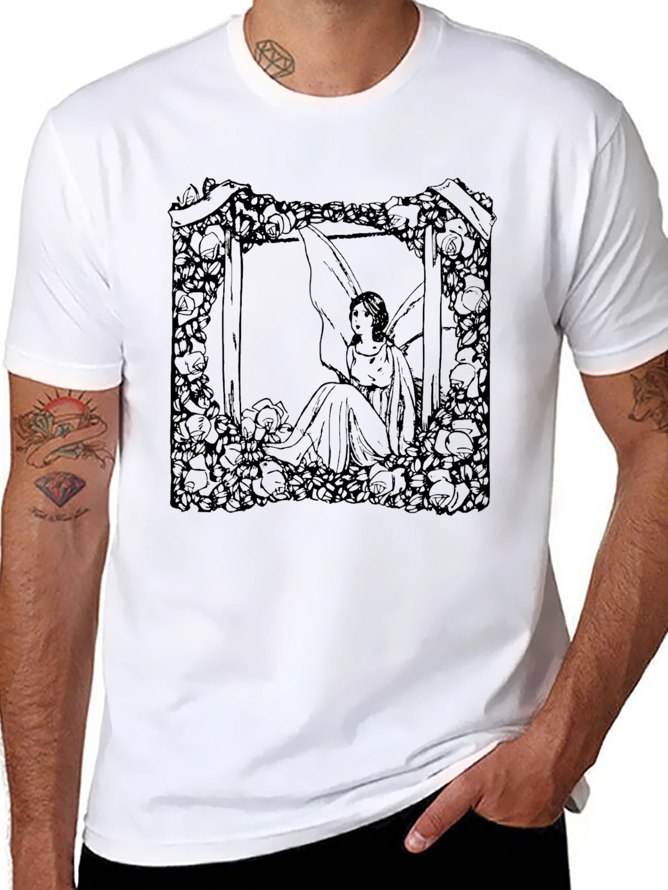 Floral Fairy Graphic Tee - Black - 8