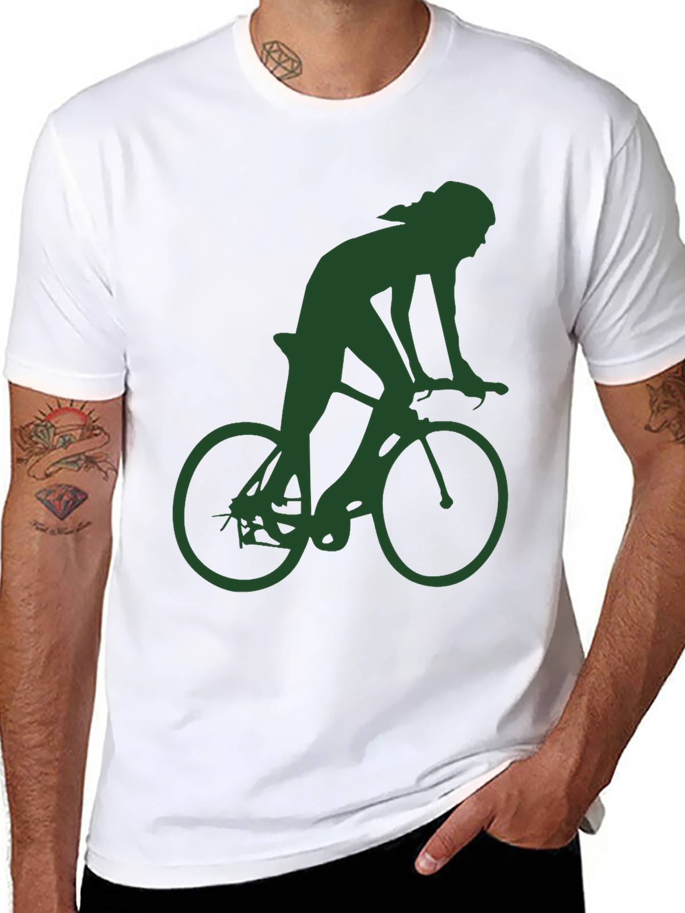 Black Cyclist Graphic Tee - Black Cotton Blend T-Shirt view 8