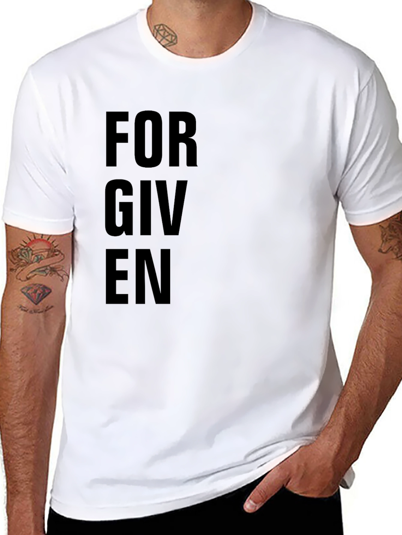 Black Forgiven Black Crewneck T-Shirt - Christian Apparel view 8