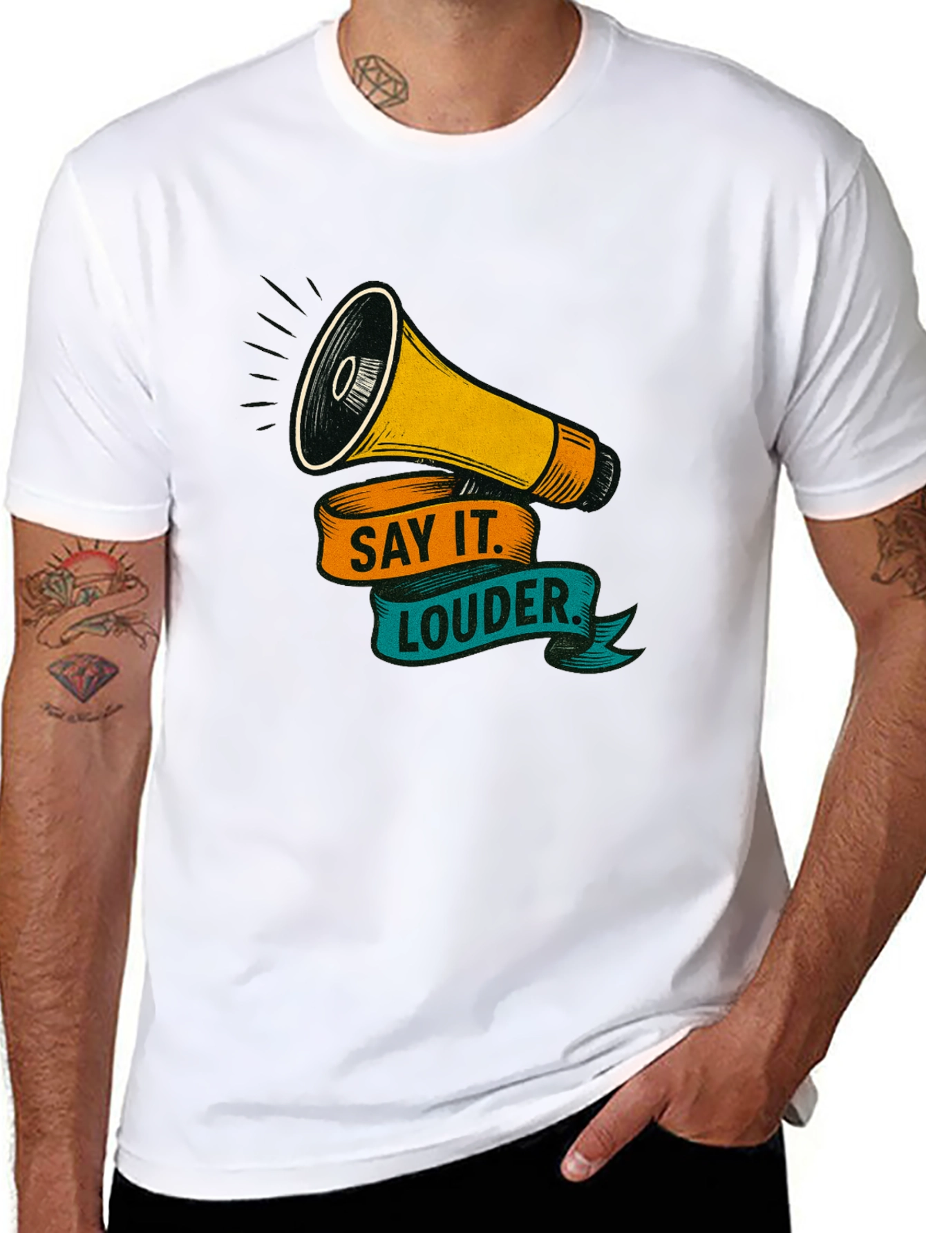 Black Say It Louder Graphic Tee - Bold Statement Shirt view 8