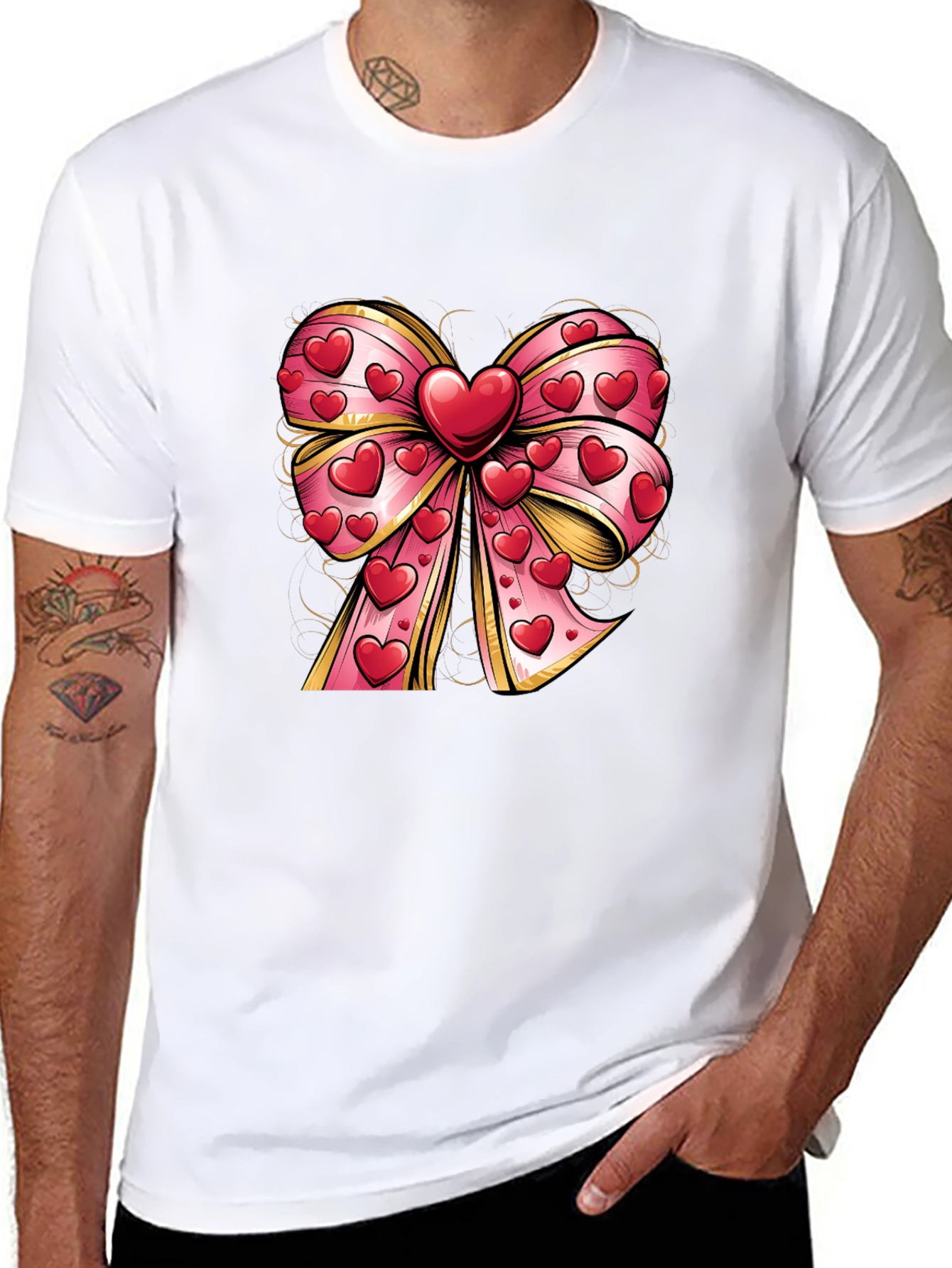 Black Heart Bow Valentine's Day T-Shirt view 8