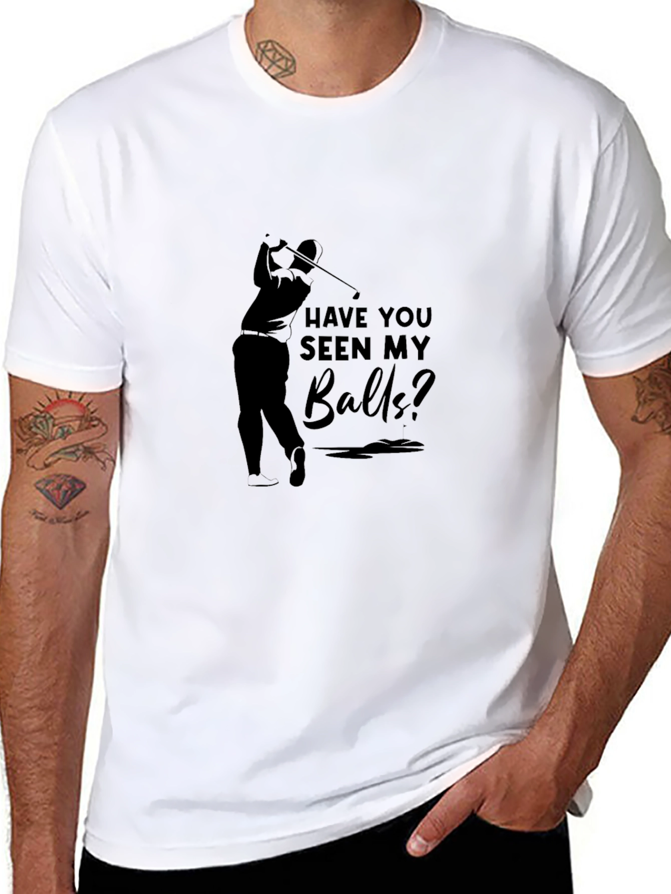 Black Golf Balls Humor Graphic Tee view 8