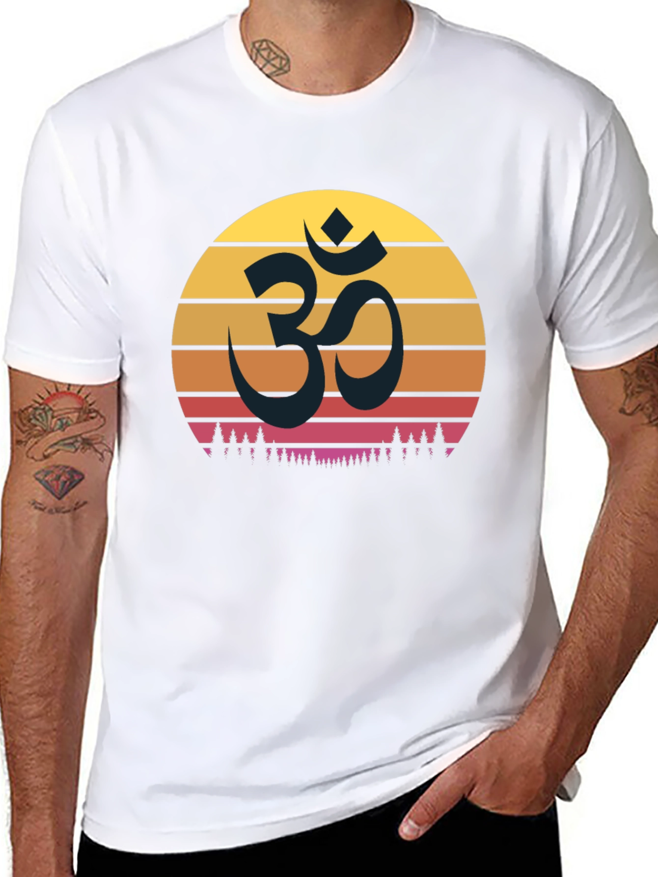Black Om Sunset Graphic T-Shirt - Spiritual Comfort view 8