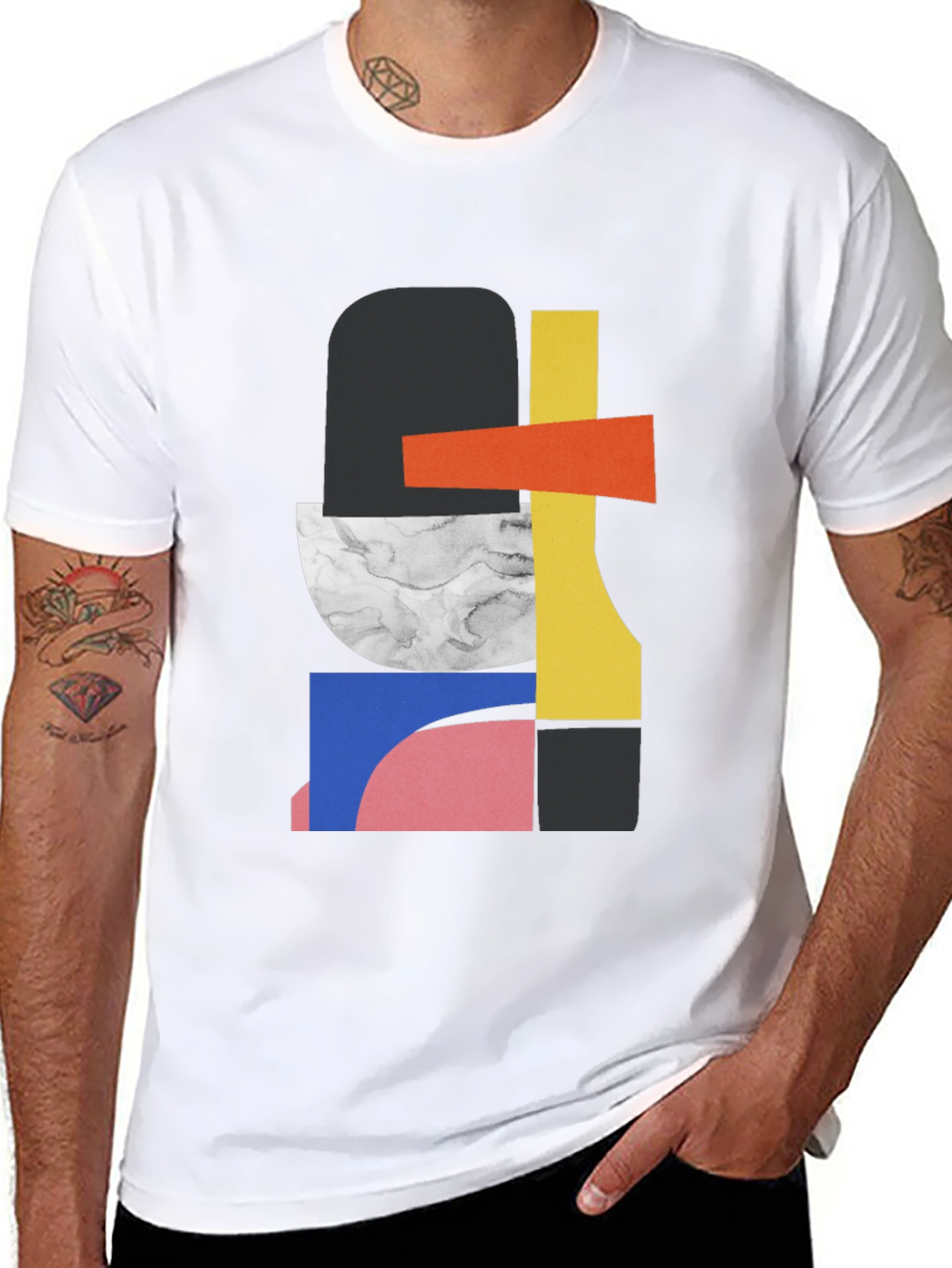 Black Abstract Geometric Graphic Tee - Modern Art Style view 8