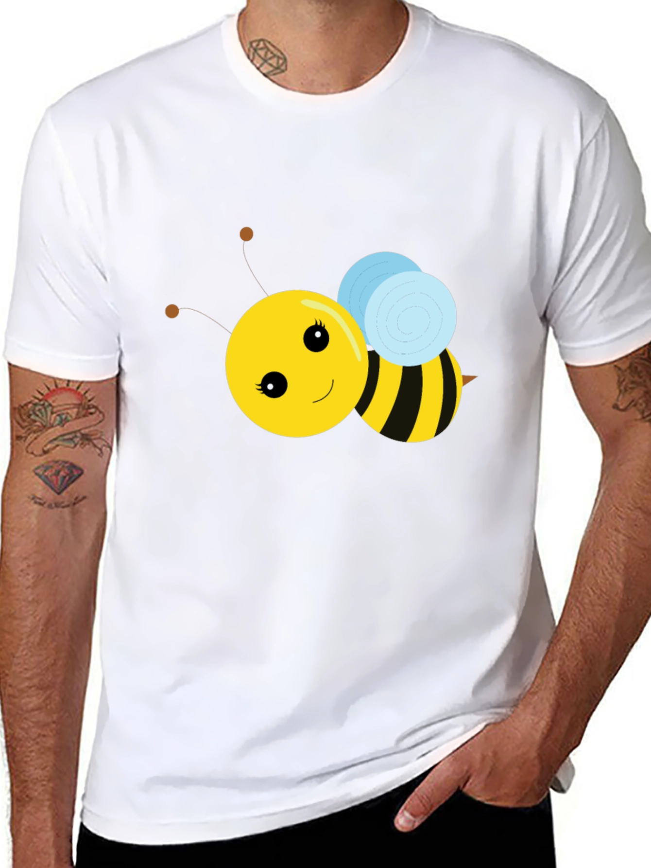 Black Cute Bee Graphic T-Shirt - Black view 8