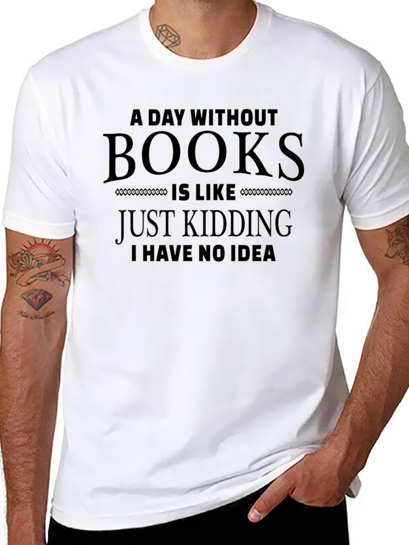 Black A Day Without Books Funny T-Shirt view 8