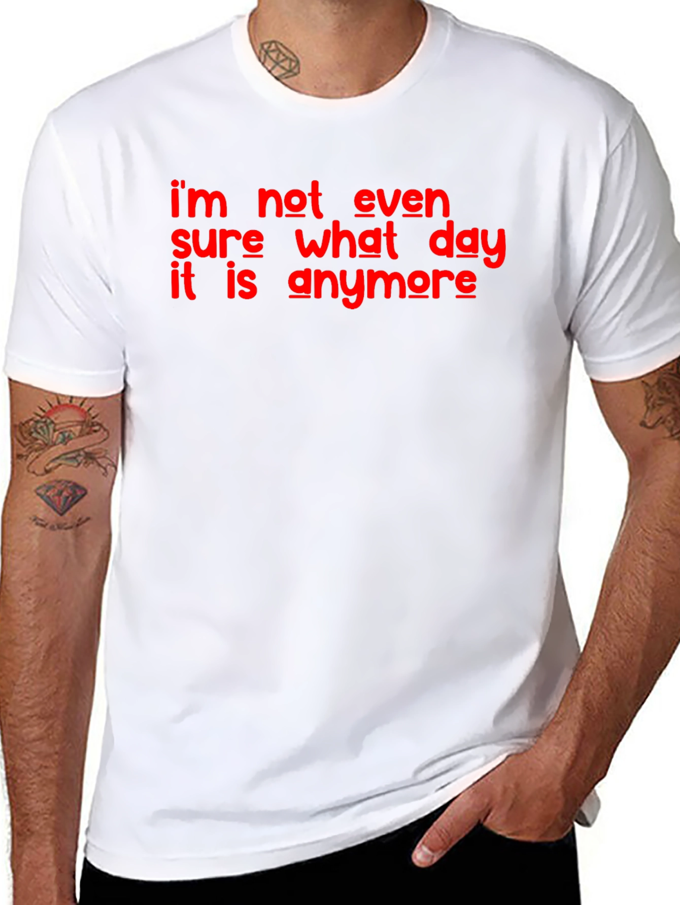 Black Funny "I'm Not Even Sure What Day It Is" Graphic T-Shirt view 8
