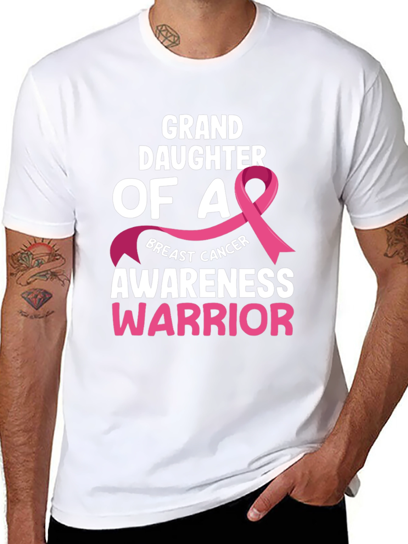 Black Granddaughter Breast Cancer Awareness Warrior T-Shirt view 8