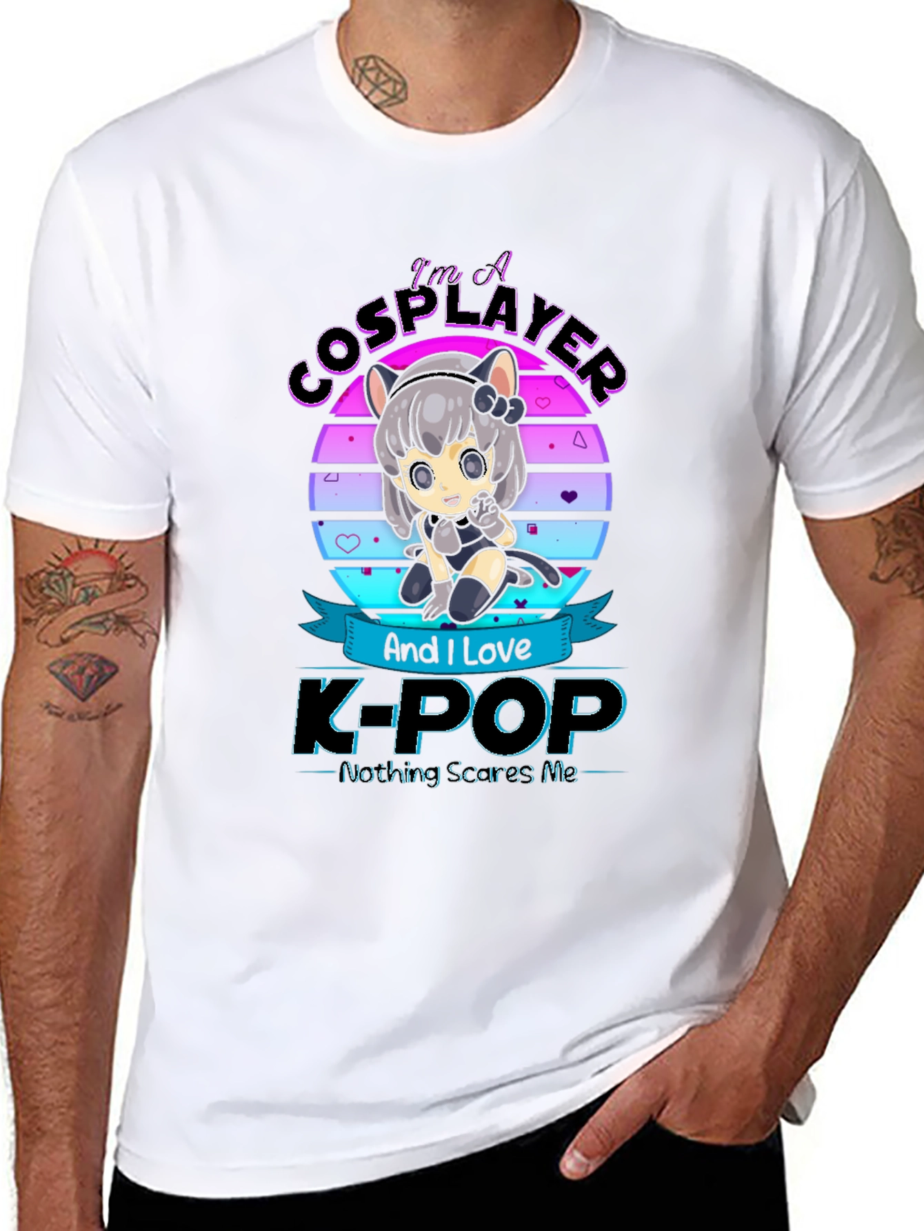 Black I'm A Cosplayer and Love K-Pop T-Shirt view 8