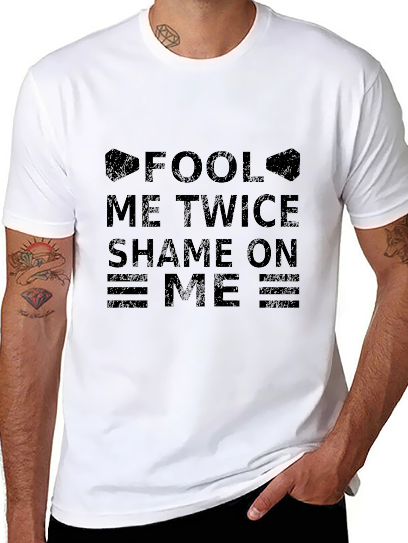 Black Fool Me Twice T-Shirt - Shame On Me Graphic Tee view 8