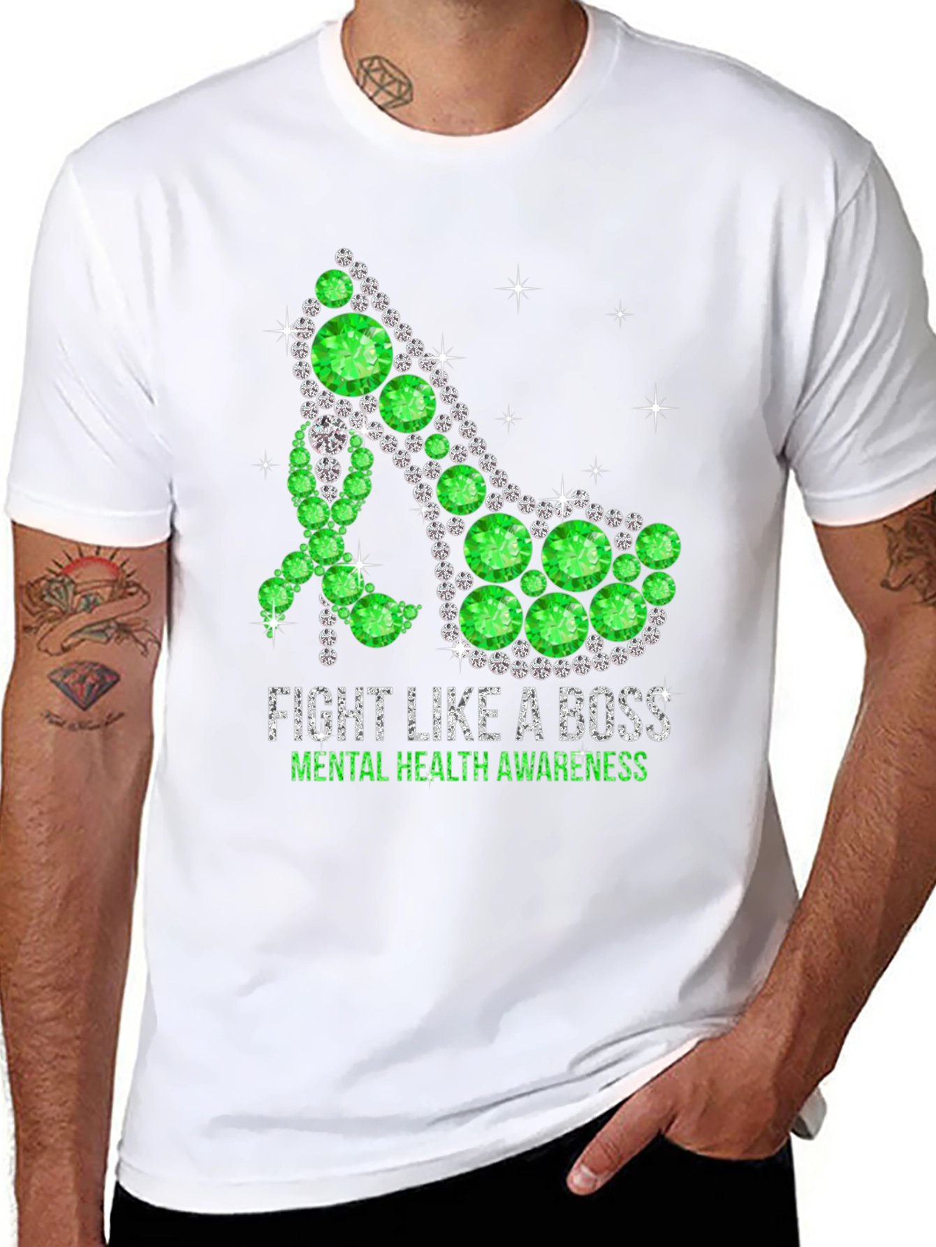 Black Fight Like A Boss Mental Health Awareness Shoe T-Shirt view 8