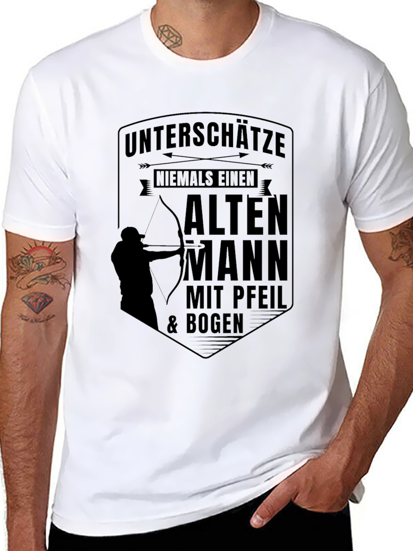 Black Archery Old Man T-Shirt - Funny German Saying Tee view 8