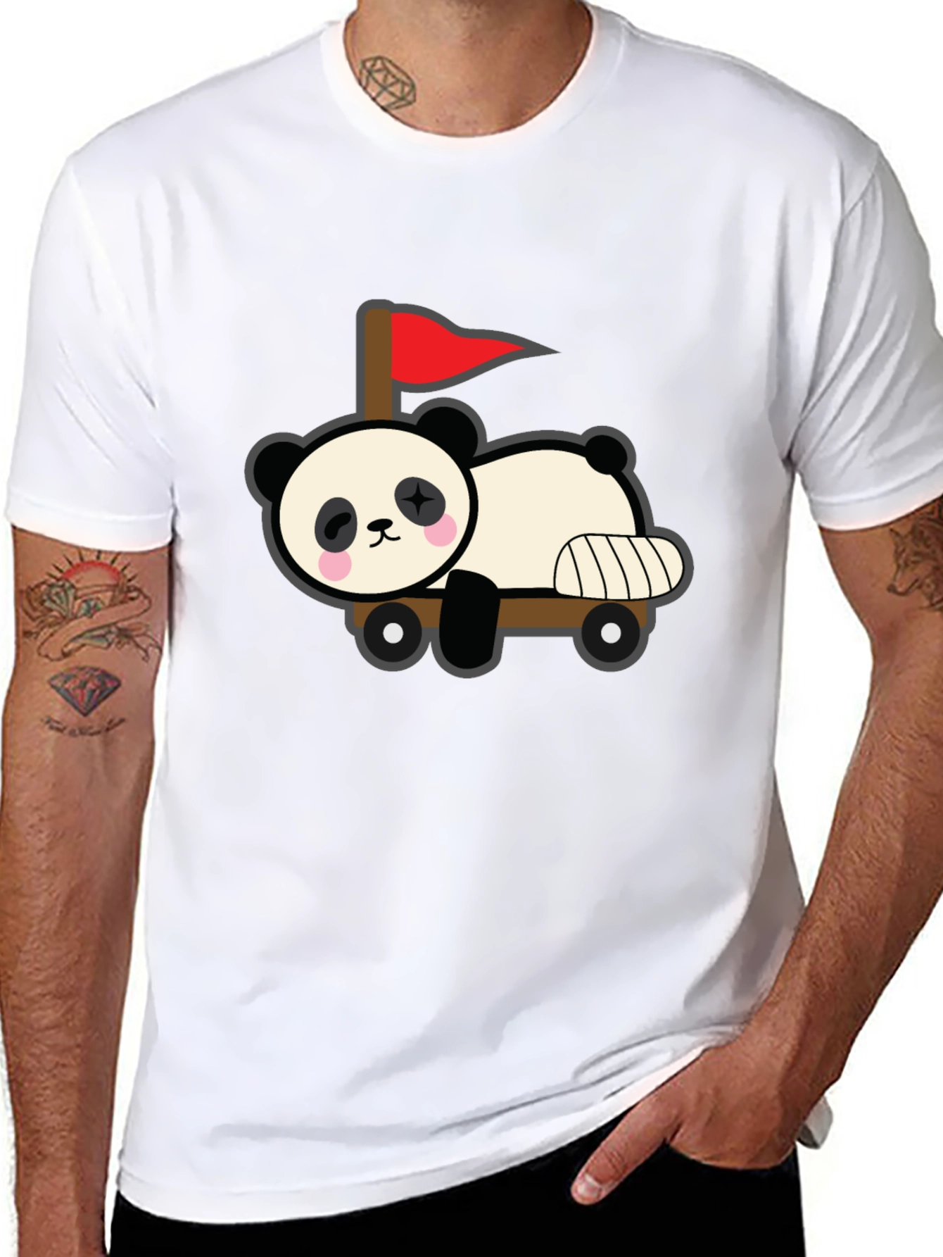 Black Cute Panda Car T-Shirt - Black view 8