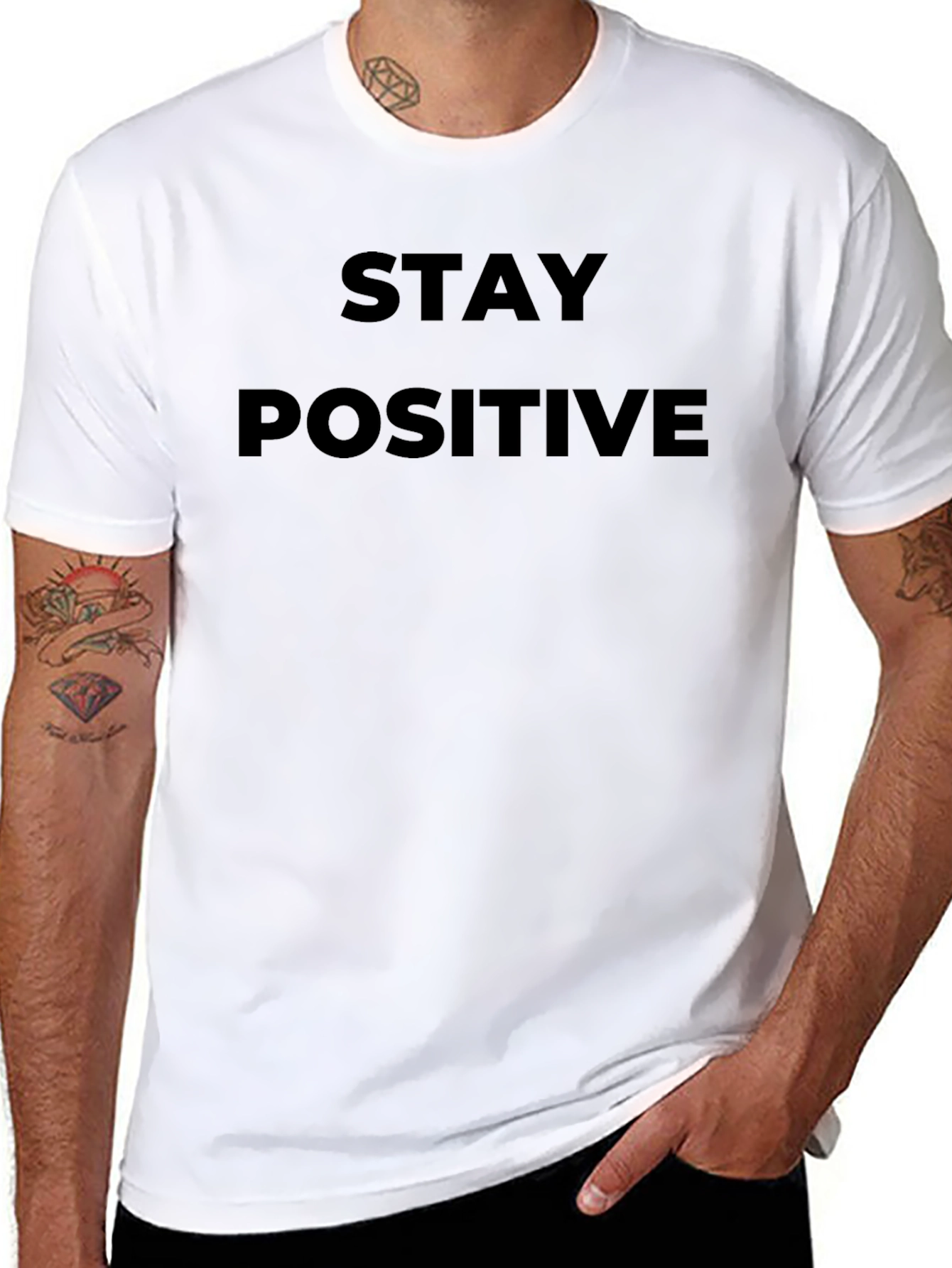Black Stay Positive T-Shirt - Black Graphic Tee view 8