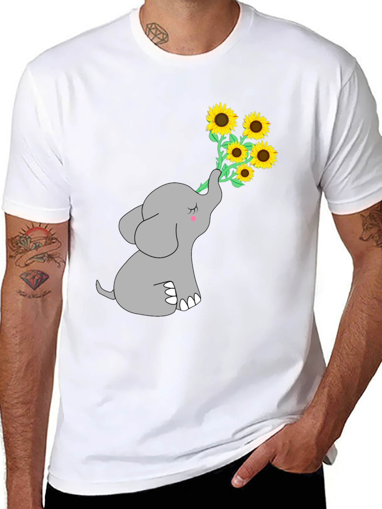 Black Elephant Sunflower Graphic Tee view 8