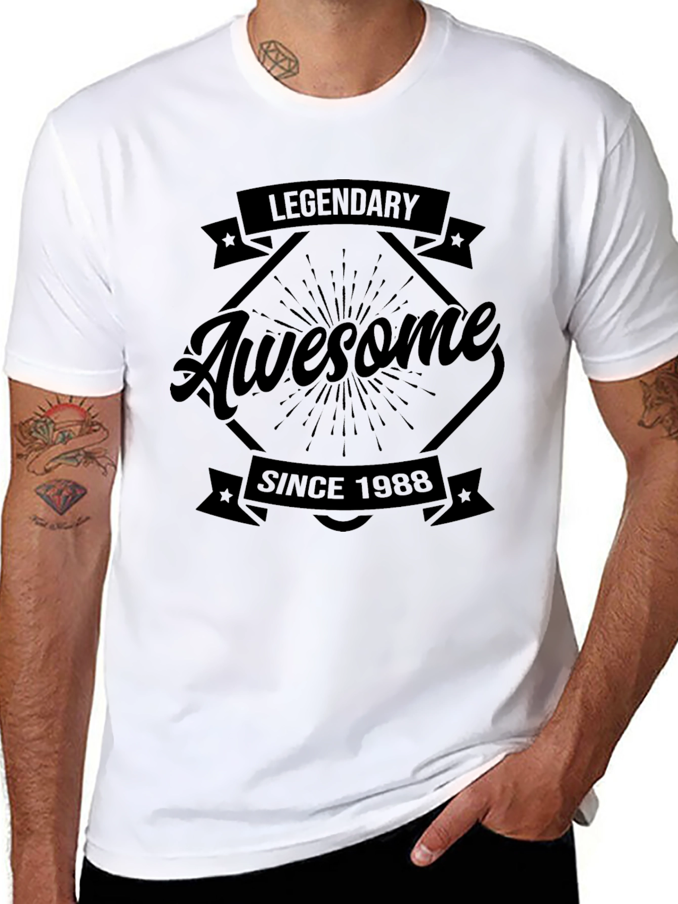 Black Legendary Awesome Since 1988 Black T-Shirt view 8