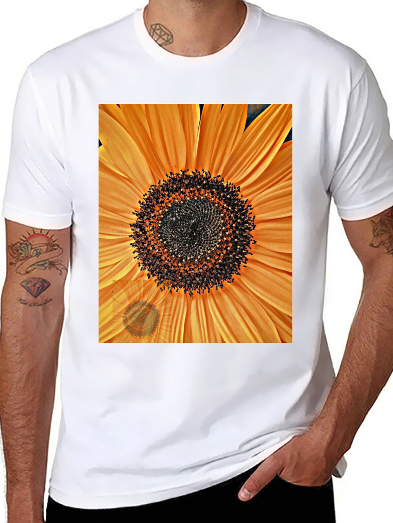 Black Sunflower Graphic Tee - Bold Floral Design view 8
