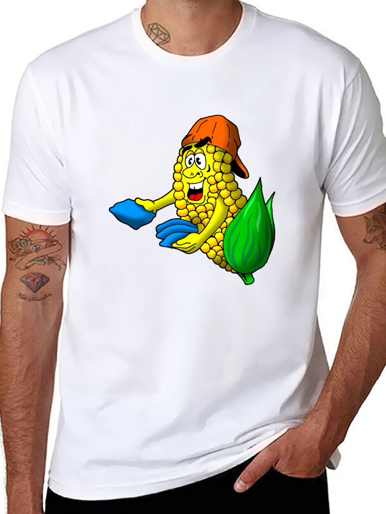 Black Corn Cob Cartoon T-Shirt view 8