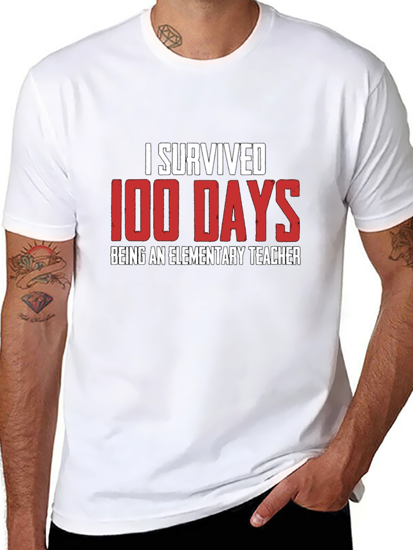 Black I Survived 100 Days Teacher Black T-Shirt view 8