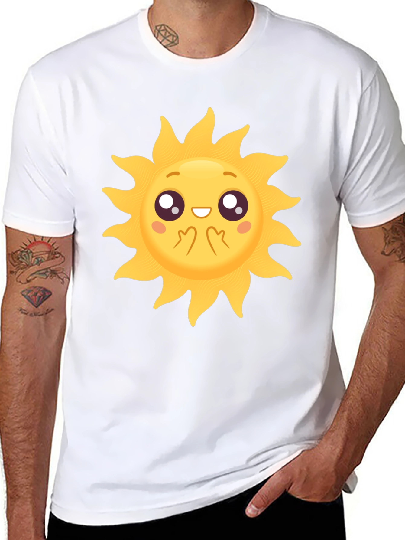 Black Cute Sun Graphic Black T-Shirt view 8