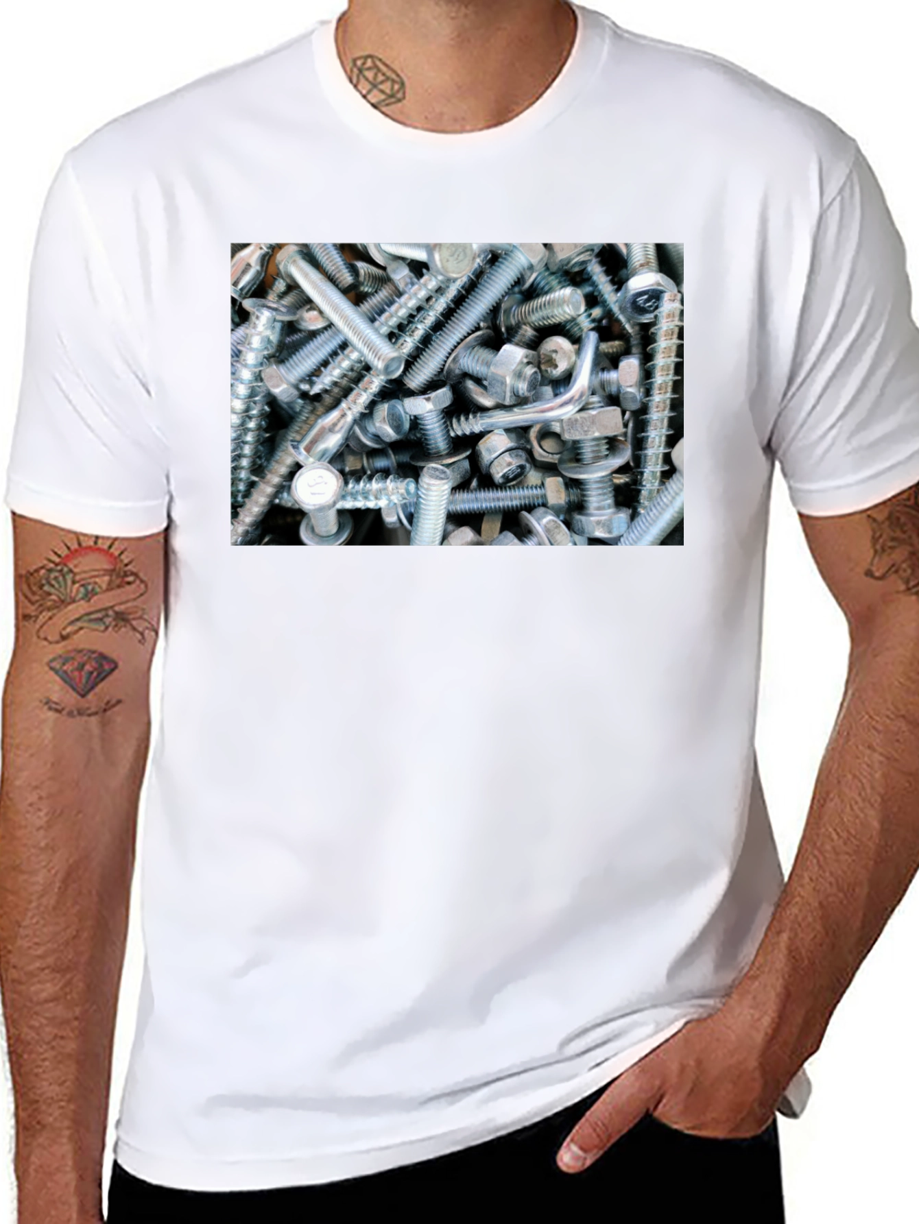 Black Bolts and Nuts Graphic Tee view 8