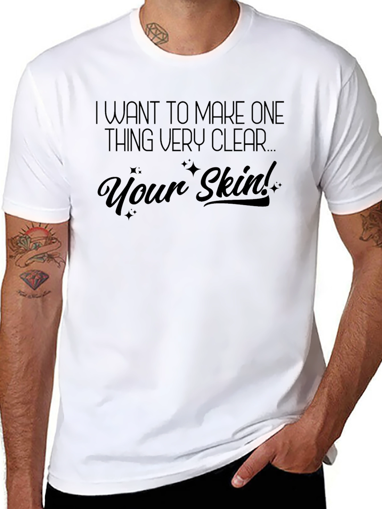 Black Funny Skin T-Shirt - Make One Thing Clear! view 8