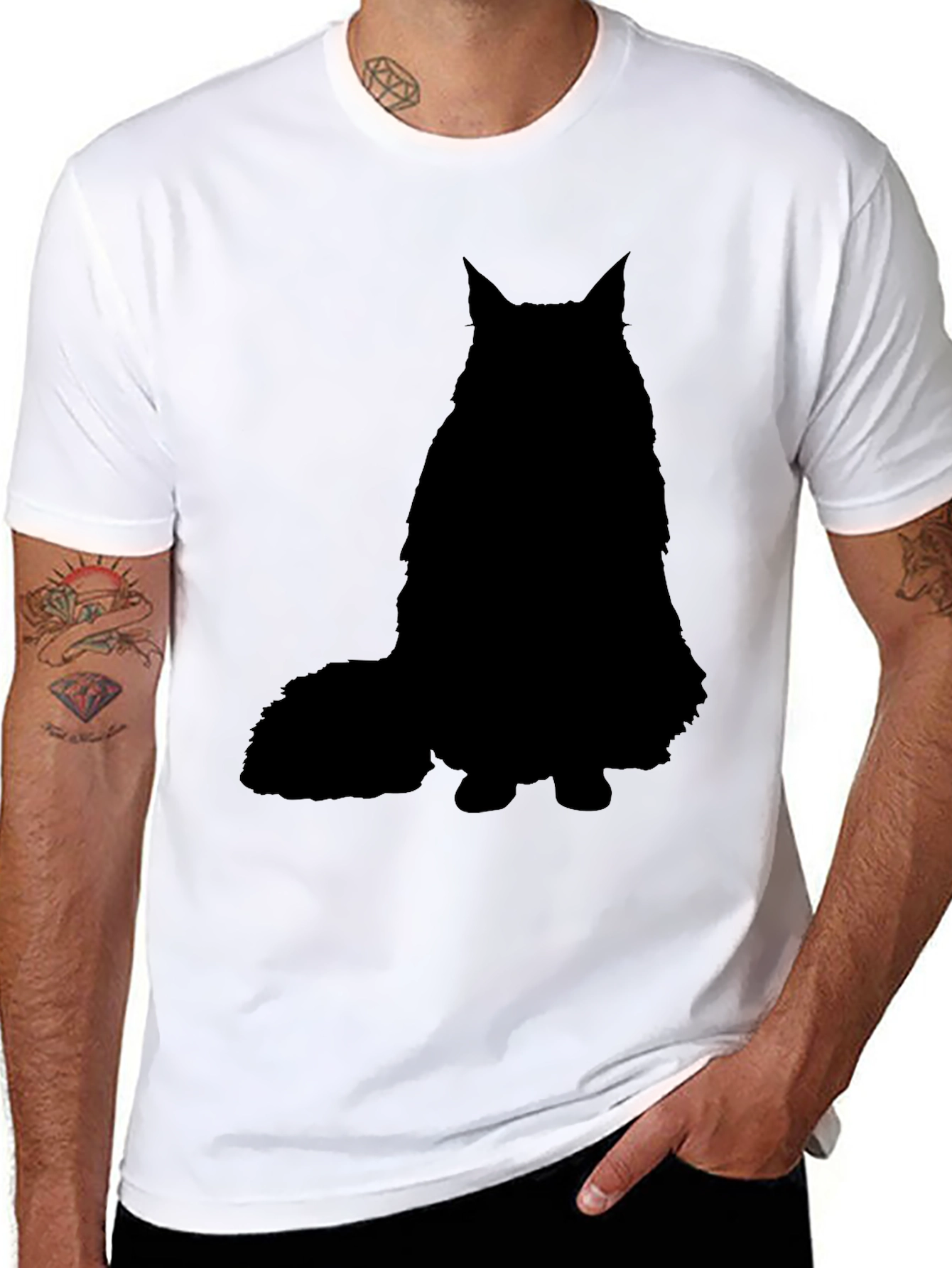 Black Black Cat Silhouette Graphic T-Shirt view 8
