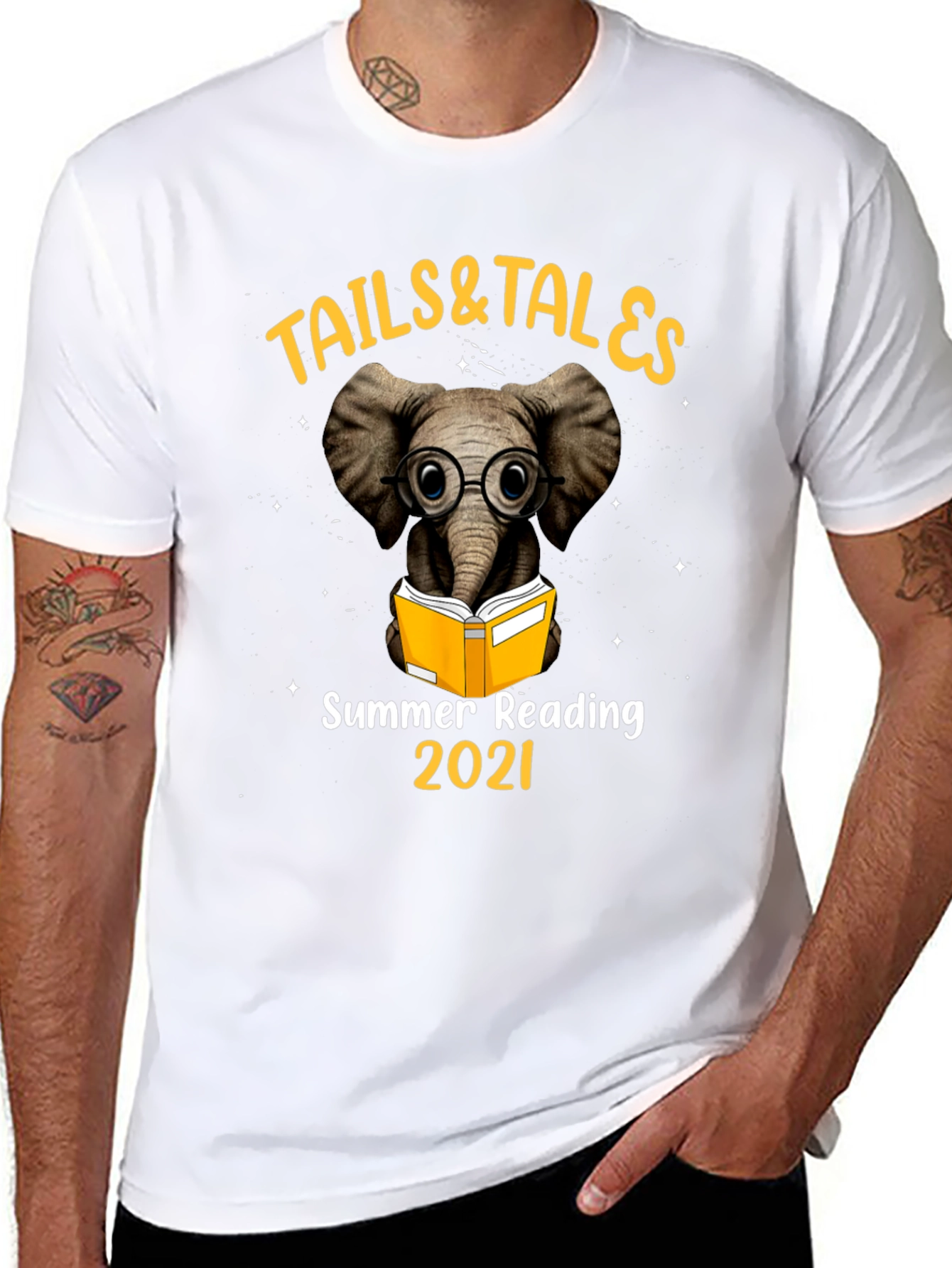 Black Tails & Tales Summer Reading 2021 Elephant T-Shirt view 8