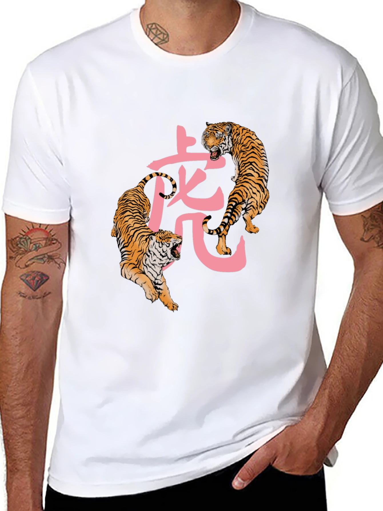 Black Tiger Graphic Tee - Men's Black Crew Neck T-Shirt view 8