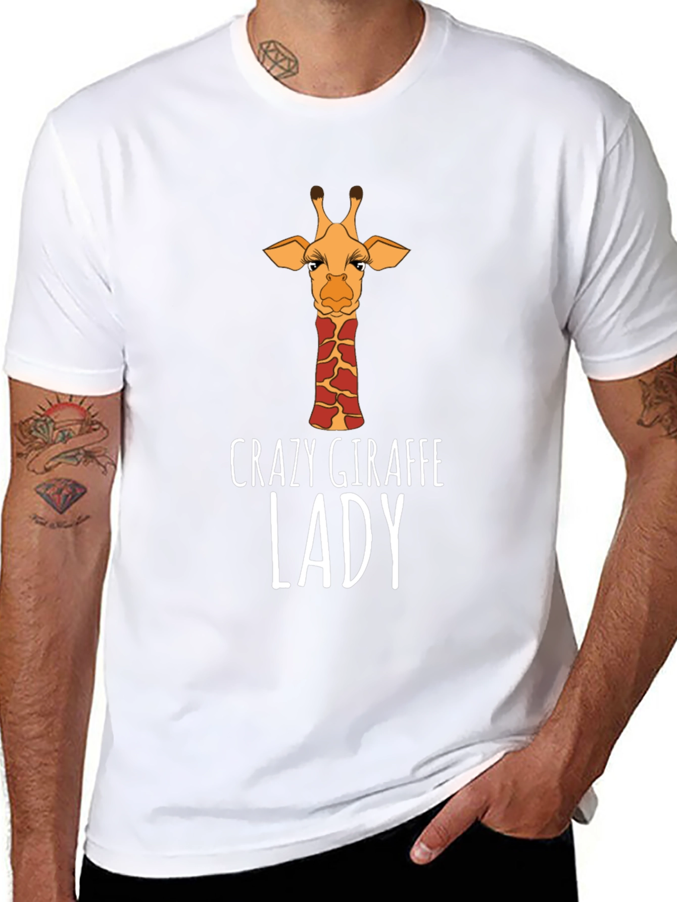 Black Crazy Giraffe Lady T-Shirt - Black view 8