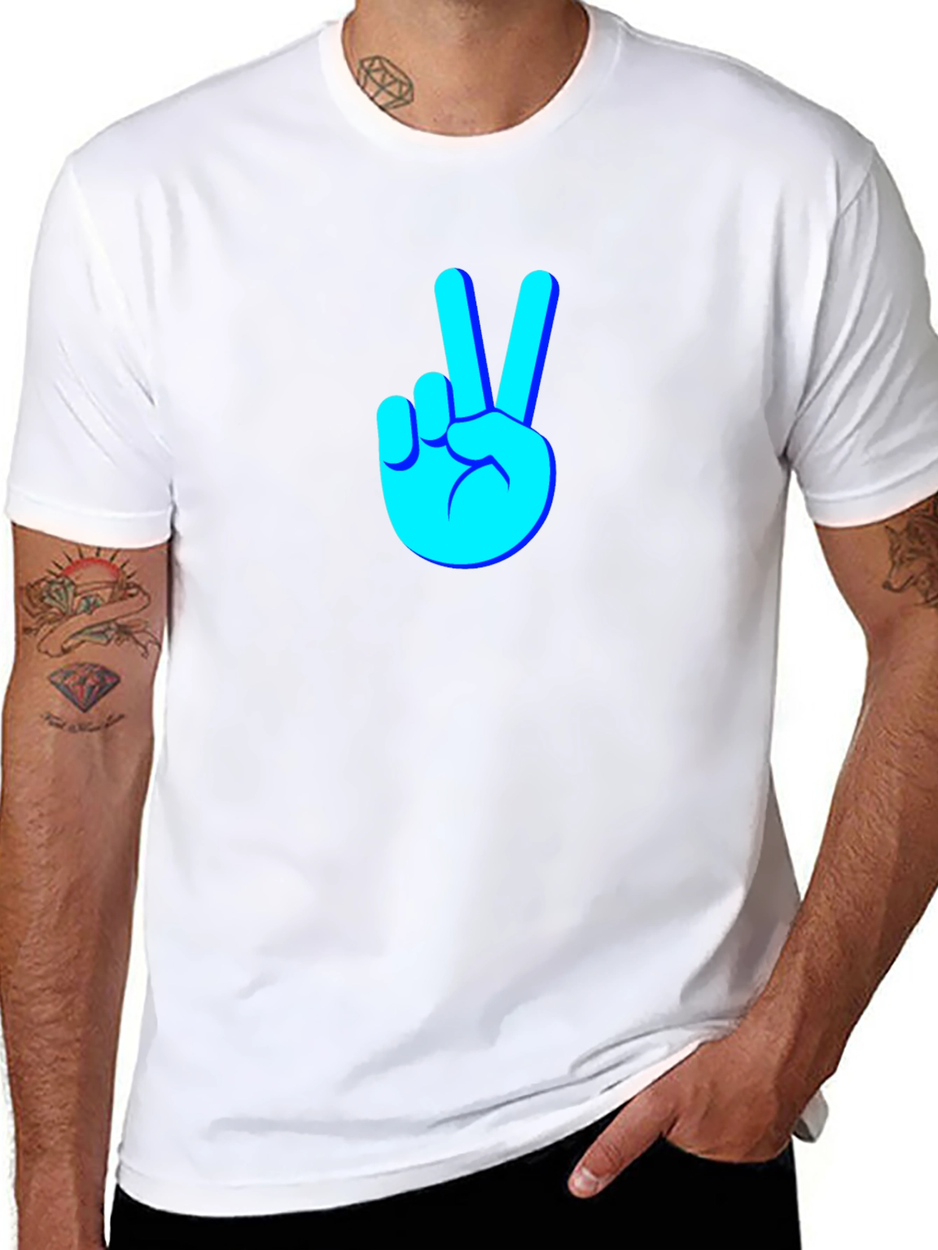 Black Cool Peace Sign Graphic Black T-Shirt view 8