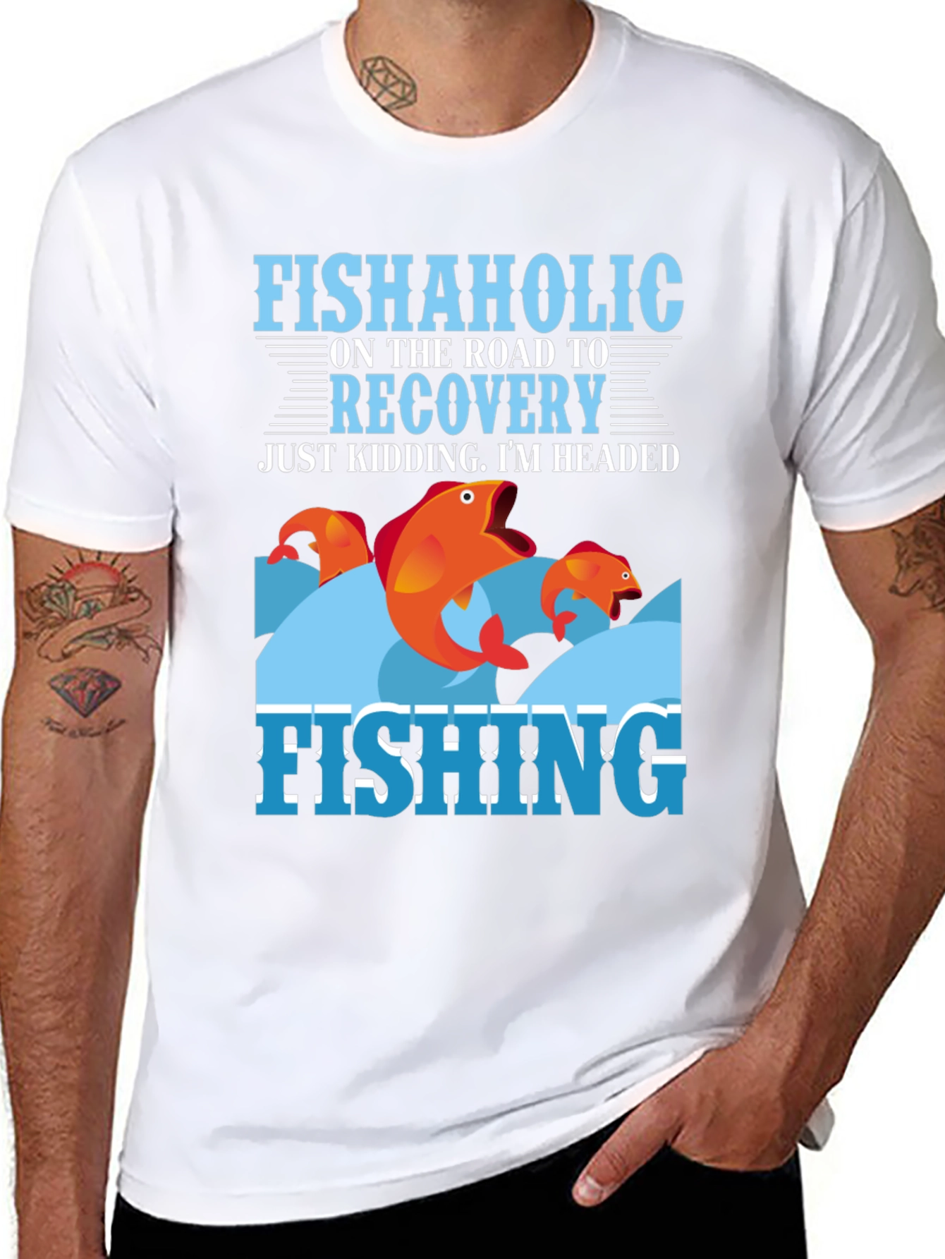Black Fishaholic Fishing T-Shirt - Funny Fishing Tee view 8
