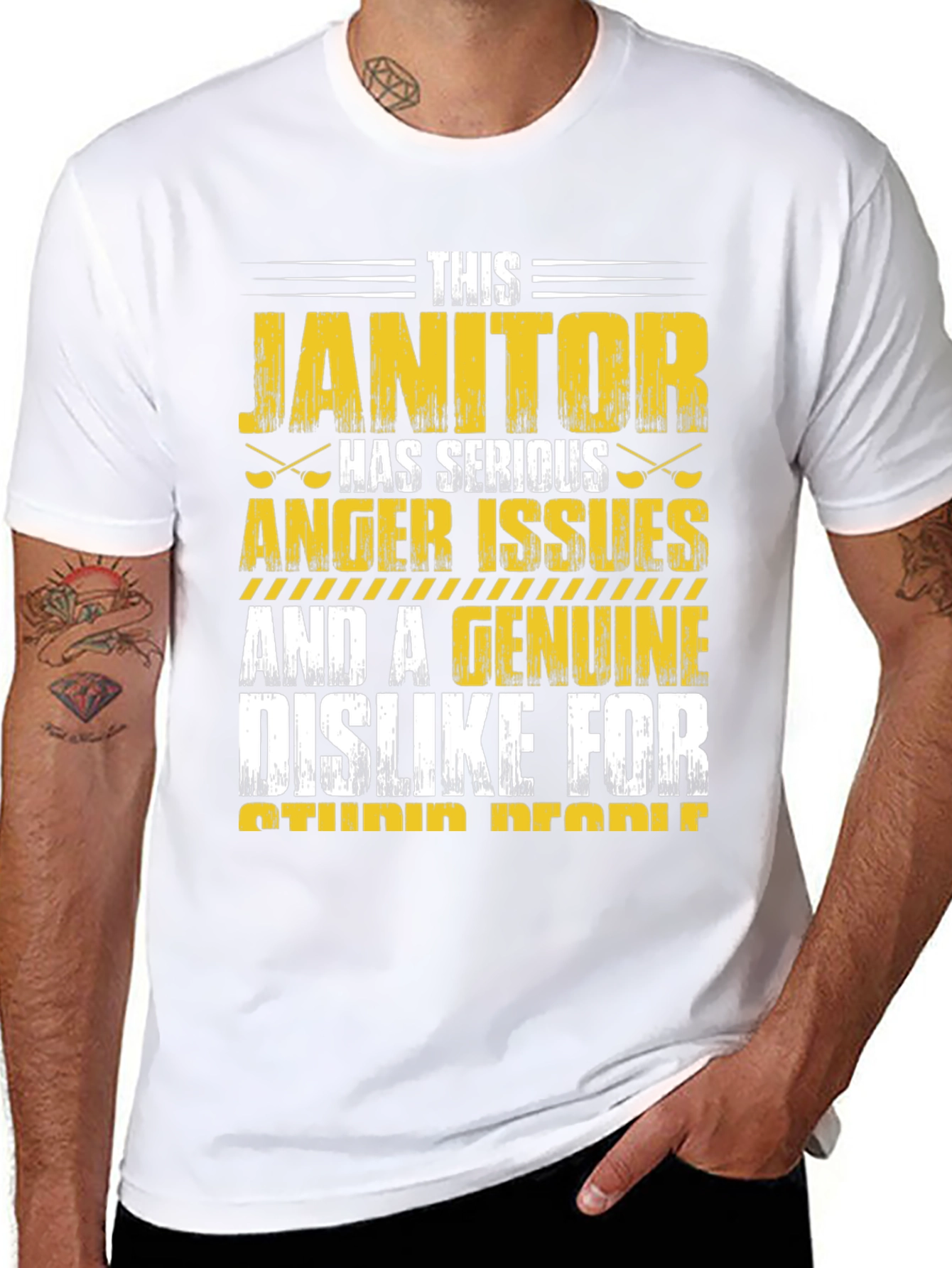 Black Janitor Anger Issues Graphic T-Shirt view 8