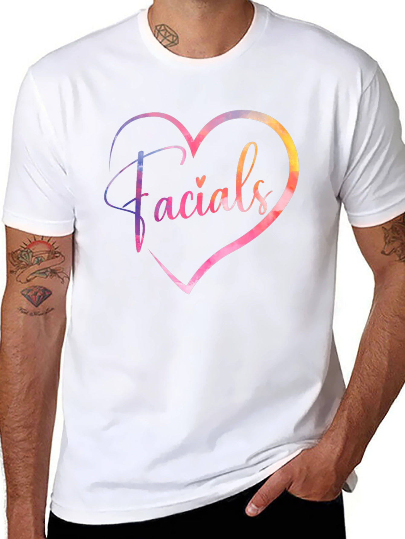 Black Facials Heart Graphic Tee - Unisex Soft Cotton T-Shirt view 8