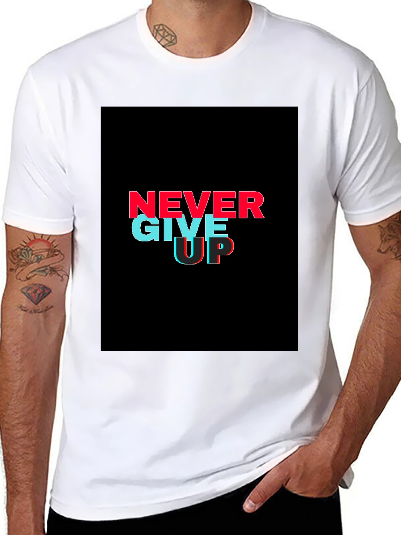 Black Never Give Up Graphic Tee - Black view 8