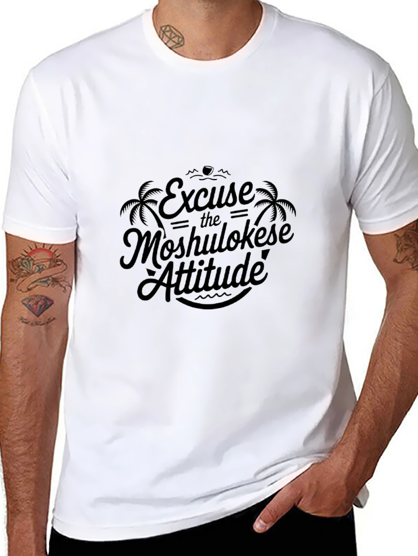 Black Excuse the Moshulokese Attitude Graphic T-Shirt view 8