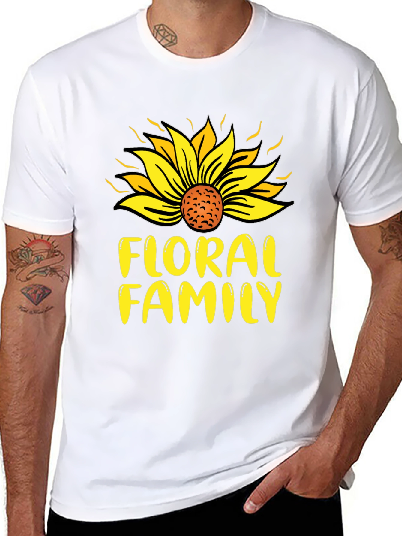Black Floral Family Sunflower T-Shirt view 8