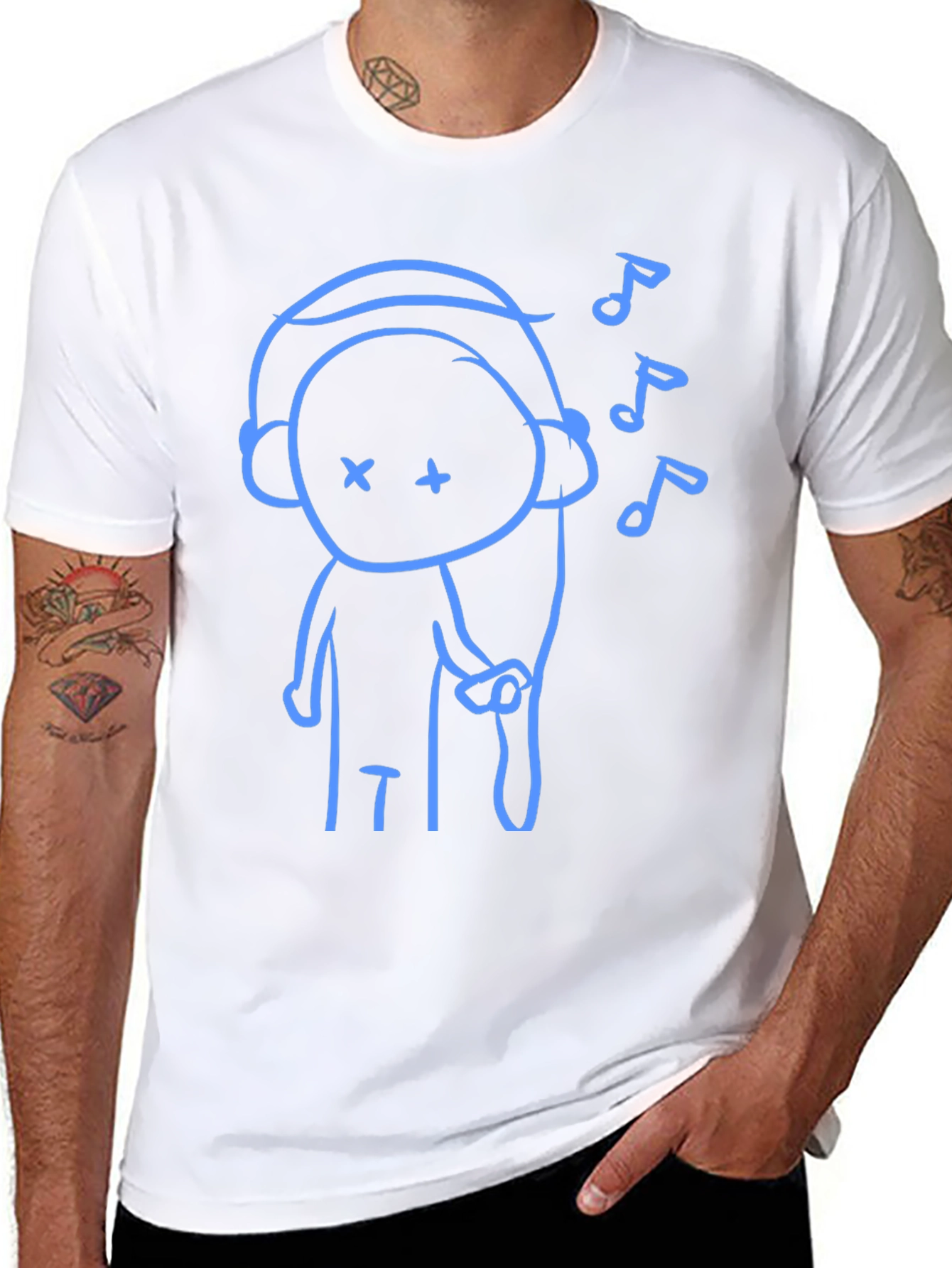 Black Black T-Shirt with Blue Music Lover Graphic view 8