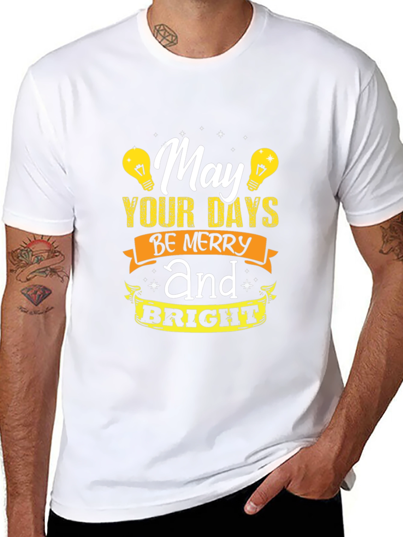 Black May Your Days Be Merry and Bright Graphic T-Shirt view 8