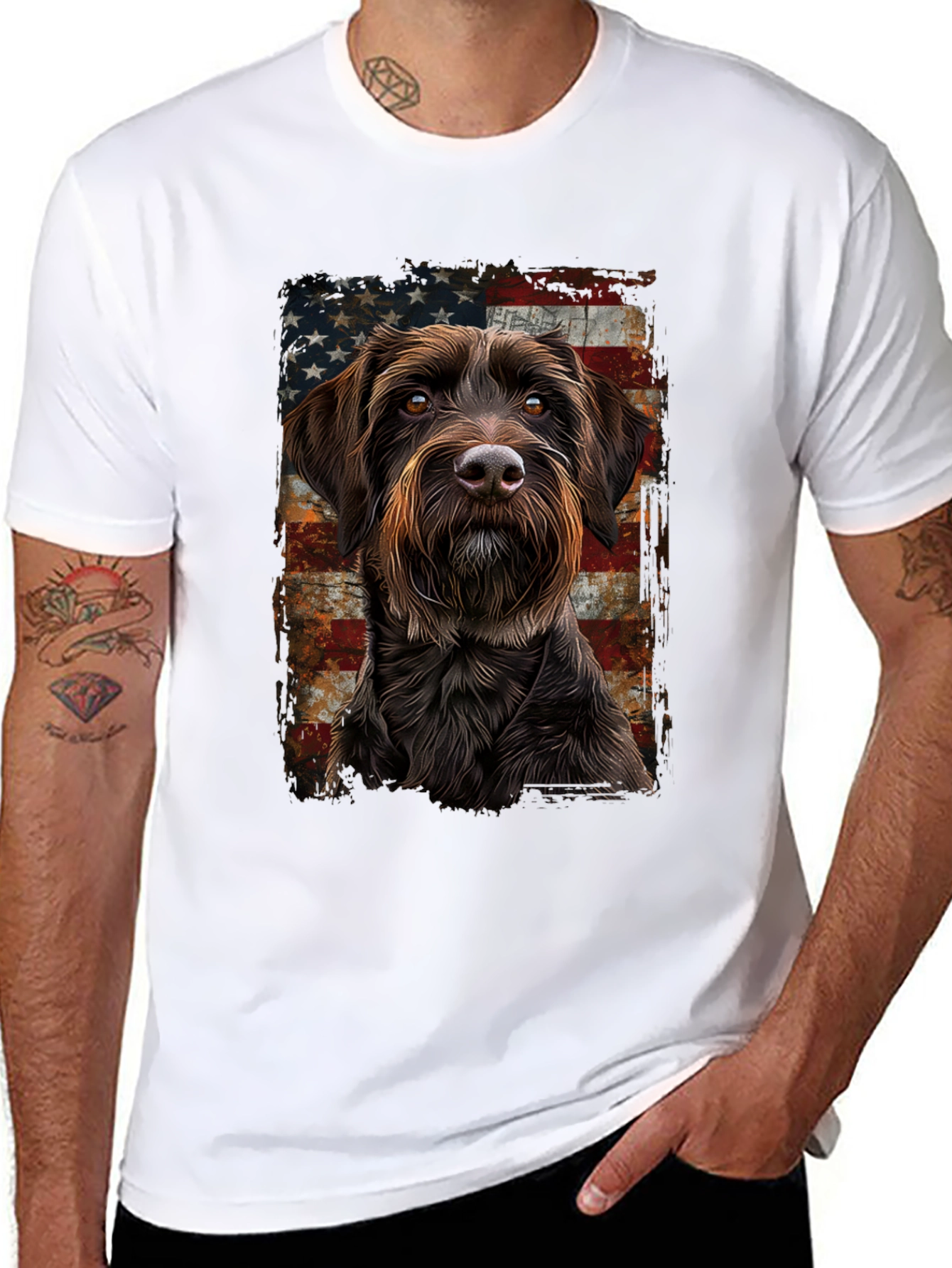 Black Dog Breed American Flag T-Shirt view 8