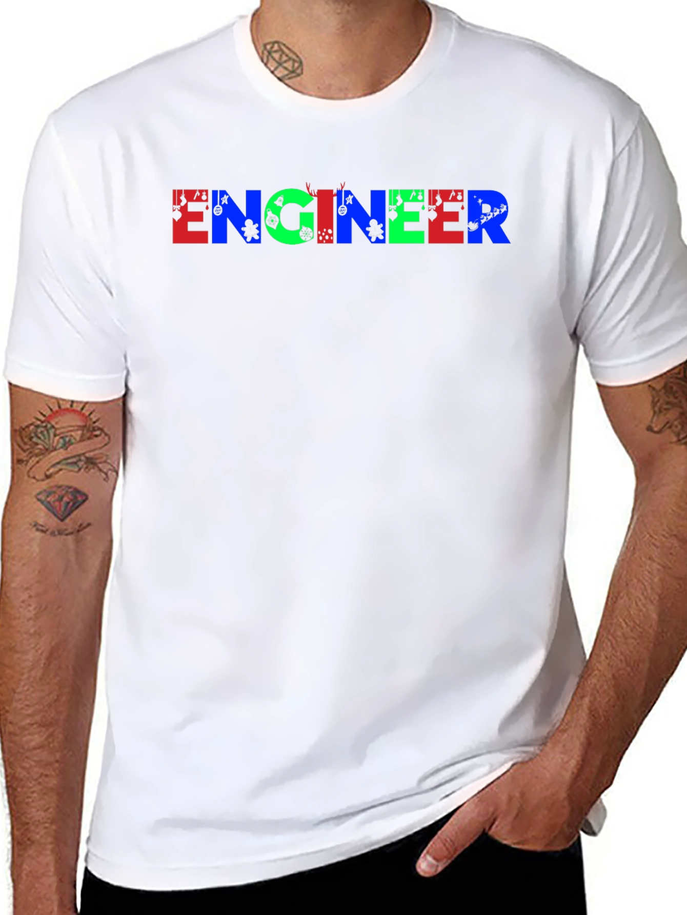 Black Engineer Gaming Graphic Print Black T-Shirt view 8