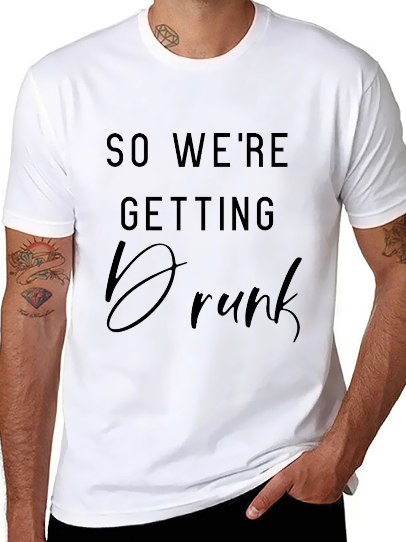 Black Funny Drinking T-Shirt - "So We're Getting Drunk" view 8