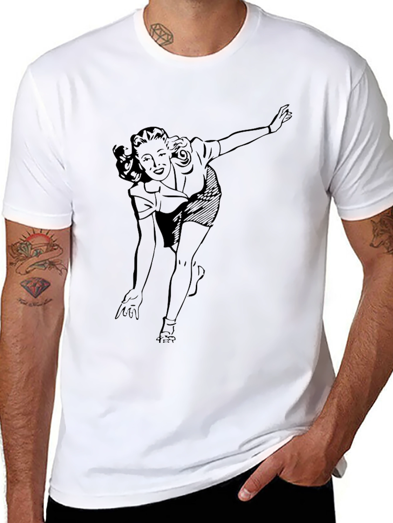 Black Retro Bowling Gal Graphic T-Shirt - Black view 8