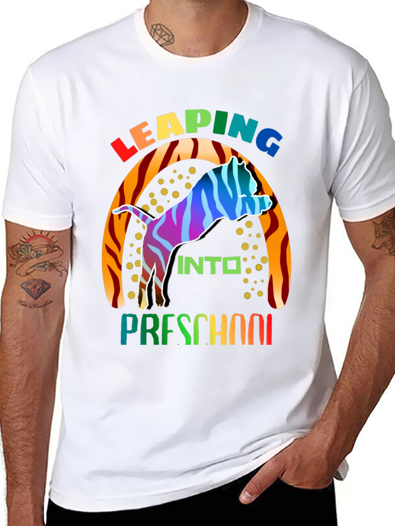 Leaping into Preschool Colorful Toddler T-Shirt - 8