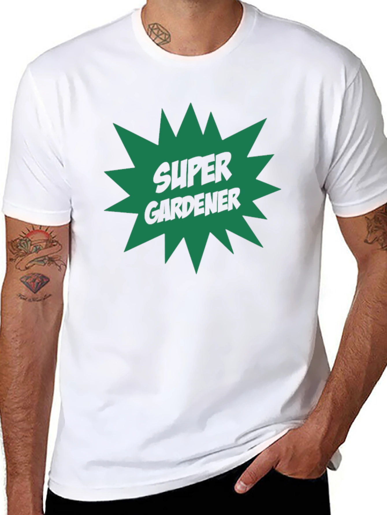 Black Super Gardener T-Shirt - Black Crew Neck Tee view 8
