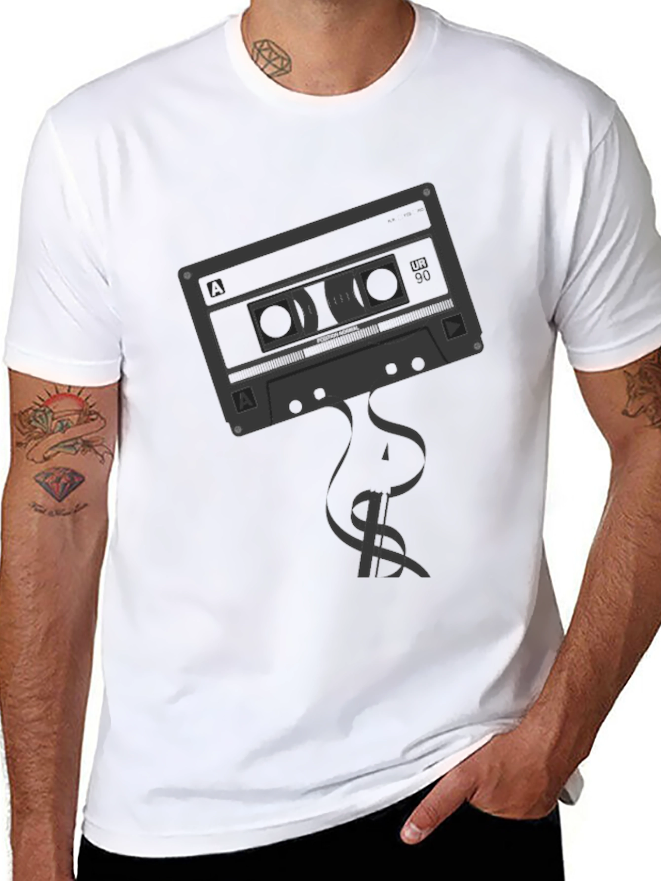 Black Retro Cassette Tape Graphic T-Shirt - Vintage Style view 8